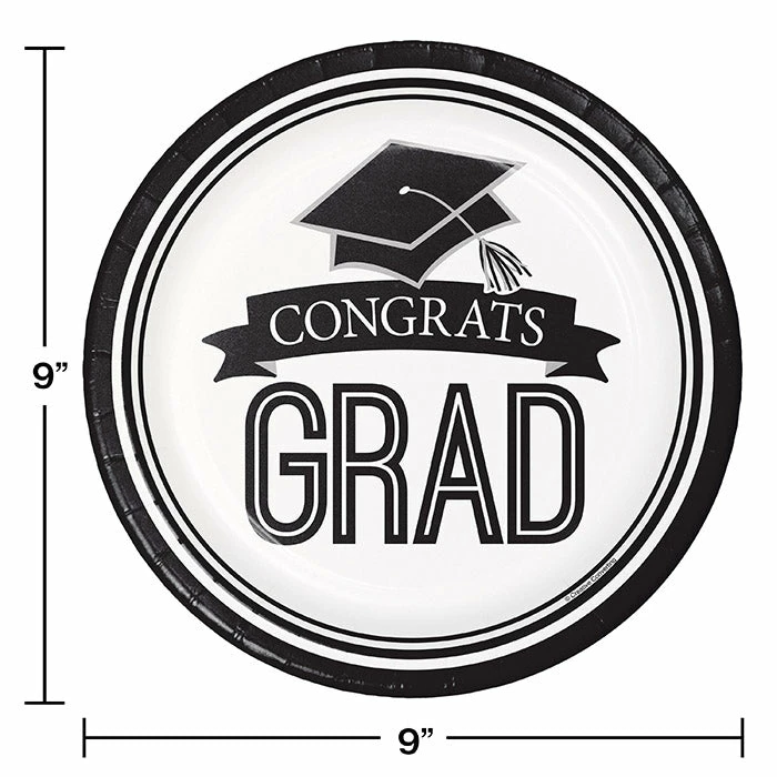 Creative Converting Graduation School Spirit White Paper Plates, 18 Ct Graduation Party Supplies
