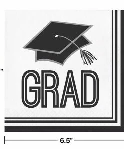 Creative Converting Graduation School Spirit White Napkins, 36 Ct Graduation Party Supplies
