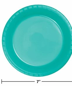 Creative Converting Teal Lagoon Plastic Dessert Plates, 20 Ct Solid Color Tableware