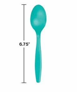 Creative Converting Teal Lagoon Plastic Spoons, 24 Ct Solid Color Tableware