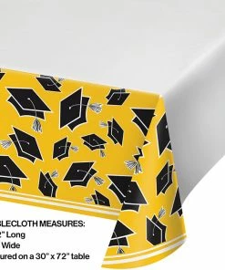 Creative Converting Graduation Party Supplies Graduation School Spirit Yellow Table Cover