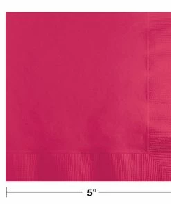 Creative Converting Hot Magenta Beverage Napkin, 3 Ply, 50 Ct Solid Color Tableware