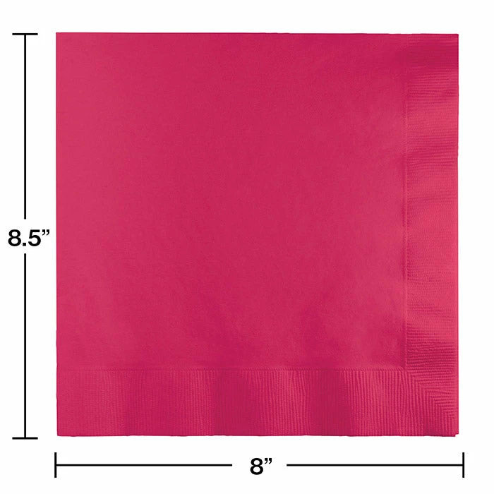 Creative Converting Hot Magenta Dinner Napkins 3Ply 1/4Fld, 25 Ct Solid Color Tableware