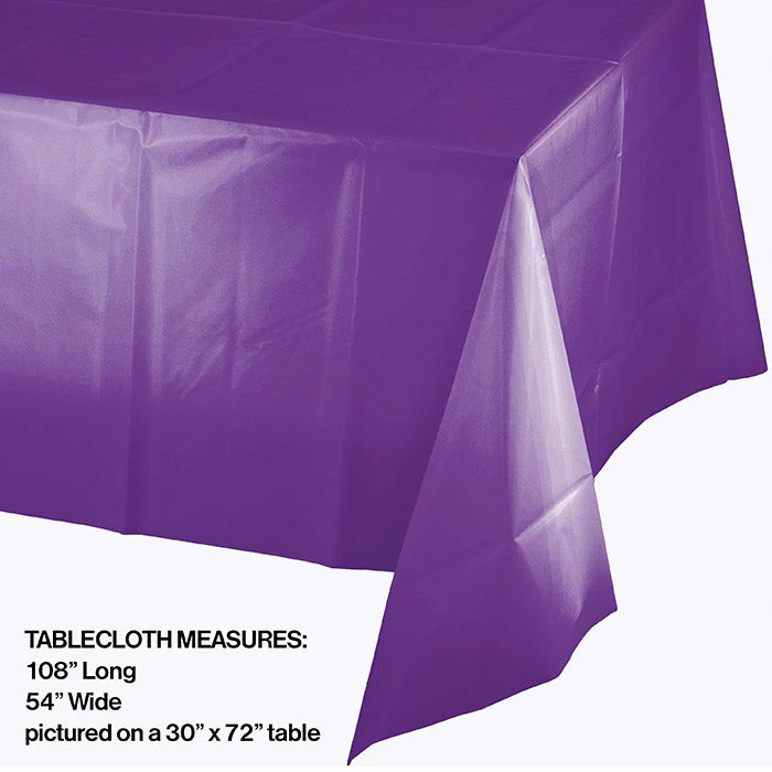 Creative Converting Solid Color Tableware Amethyst Tablecover Plastic 54" X 108"