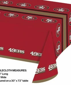 Creative Converting San Francisco 49Ers Plastic Table Cover, 54" X 102" NFL And Football Party Supplies