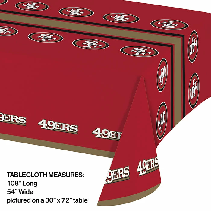 Creative Converting San Francisco 49Ers Plastic Table Cover, 54" X 102" NFL And Football Party Supplies