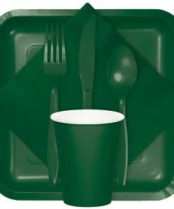Creative Converting Solid Color Tableware Hunter Green Assorted Plastic Cutlery, 24 Ct