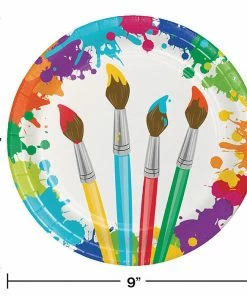 Creative Converting Kids Birthday Party Themes Art Party Paper Plates, 8 Ct