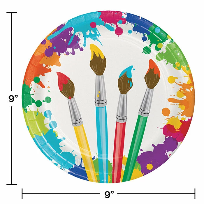 Creative Converting Kids Birthday Party Themes Art Party Paper Plates, 8 Ct