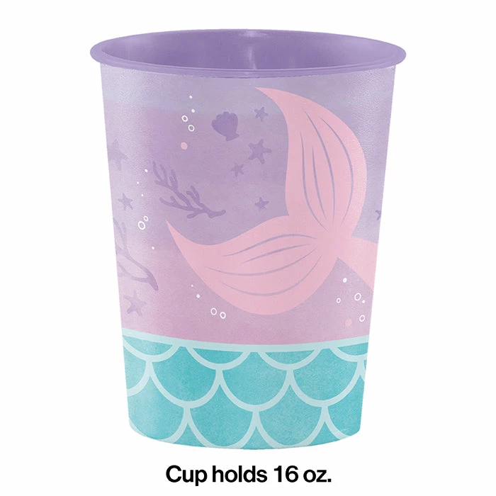 Creative Converting Mermaid Shine Plastic Keepsake Cup 16 Oz. Kids Birthday Party Themes