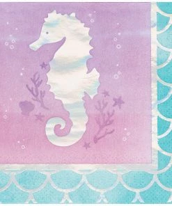 Creative Converting Kids Birthday Party Themes Iridescent Mermaid Party Beverage Napkins, 16 Ct