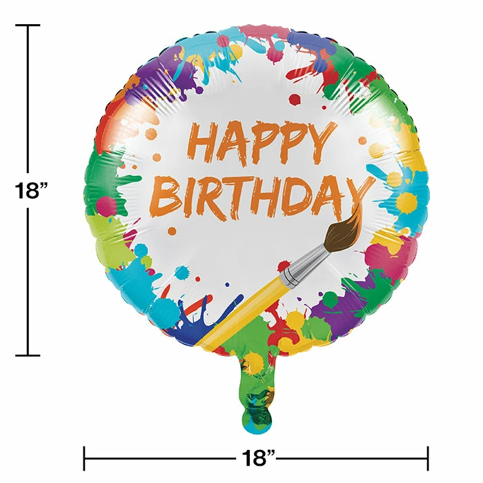 Creative Converting Art Party Metallic Balloon 18"