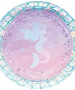 Creative Converting Iridescent Mermaid Party Dessert Plates, 8 Ct Kids Birthday Party Themes