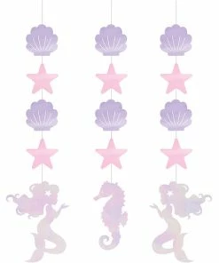 Creative Converting Iridescent Mermaid Party Hanging Cutouts, 3 Ct Kids Birthday Party Themes