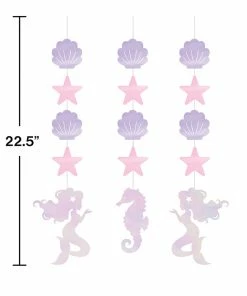 Creative Converting Iridescent Mermaid Party Hanging Cutouts, 3 Ct Kids Birthday Party Themes