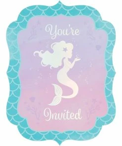 Creative Converting Kids Birthday Party Themes Mermaid Shine Invitation Postcard, 8 Ct