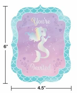 Creative Converting Kids Birthday Party Themes Mermaid Shine Invitation Postcard, 8 Ct