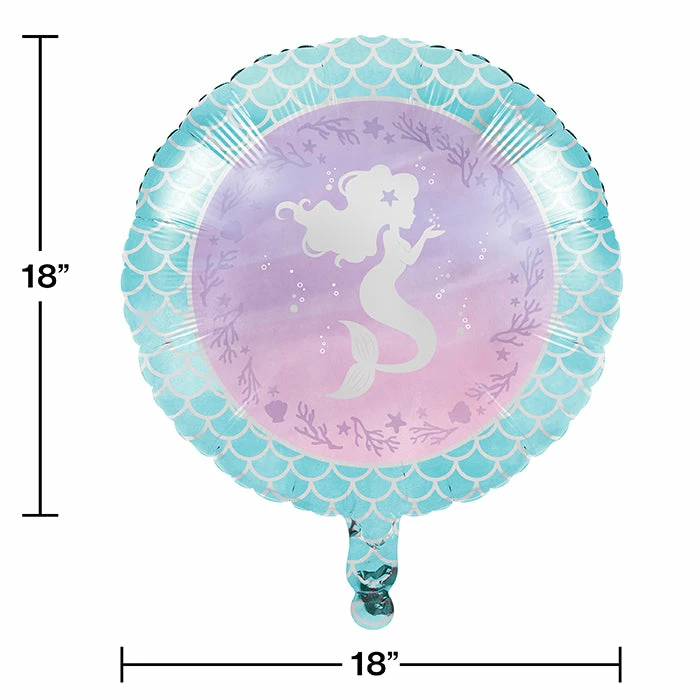 Creative Converting Kids Birthday Party Themes Mermaid Shine Metallic Balloon 18"