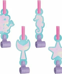 Creative Converting Kids Birthday Party Themes Mermaid Shine Blowouts W/ Med, Irid, 8 Ct