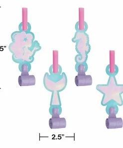 Creative Converting Kids Birthday Party Themes Mermaid Shine Blowouts W/ Med, Irid, 8 Ct