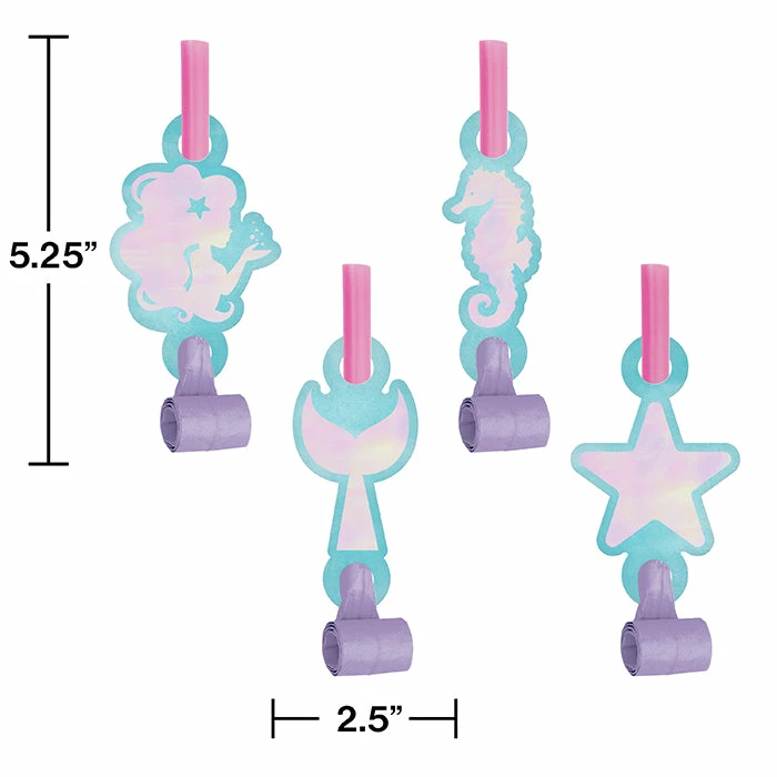 Creative Converting Kids Birthday Party Themes Mermaid Shine Blowouts W/ Med, Irid, 8 Ct