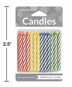 Creative Converting Assorted Primary Color Candles, 24 Ct