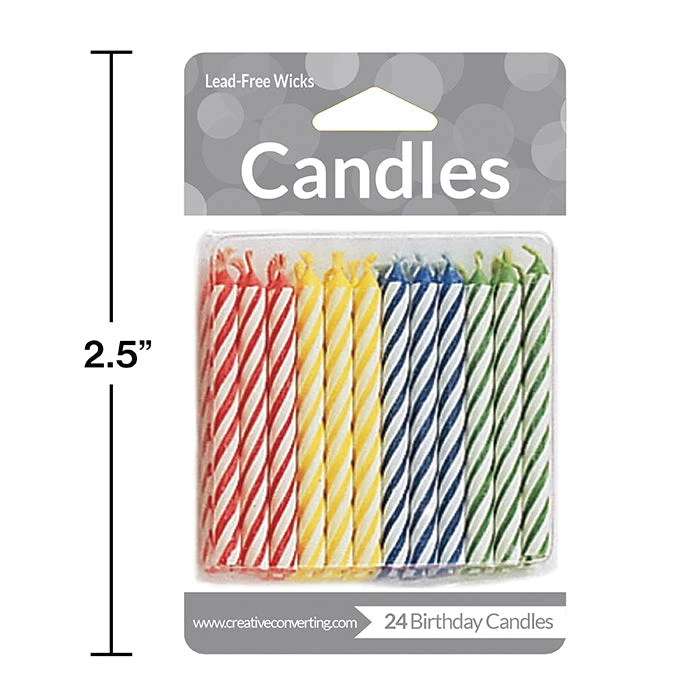 Creative Converting Assorted Primary Color Candles, 24 Ct