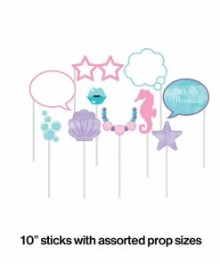 Creative Converting Iridescent Mermaid Party Photo Booth Props, 10 Ct Kids Birthday Party Themes