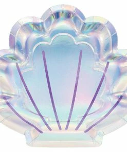 Creative Converting Mermaid Shine Shaped Plate 9", Iridescent, 8 Ct