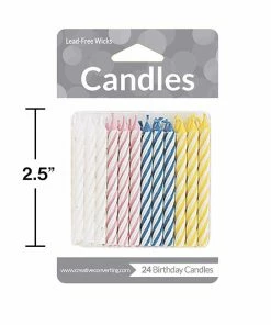 Creative Converting Assorted Striped Candles, 24 Ct