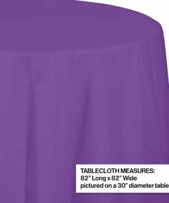 Creative Converting Amethyst Tablecover, Octy Round 82" Plastic Solid Color Tableware