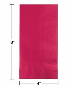 Creative Converting Solid Color Tableware Hot Magenta Dinner Napkins 2Ply 1/8Fld, 50 Ct