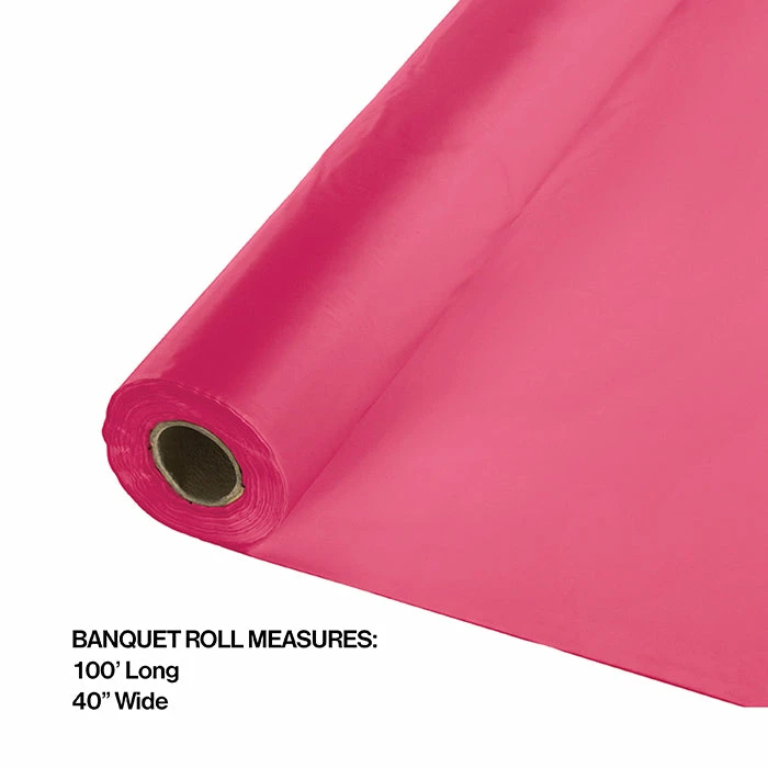 Creative Converting Solid Color Tableware Hot Magenta Banquet Roll 40" X 100'