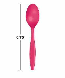 Creative Converting Solid Color Tableware Hot Magenta Pink Plastic Spoons, 50 Ct