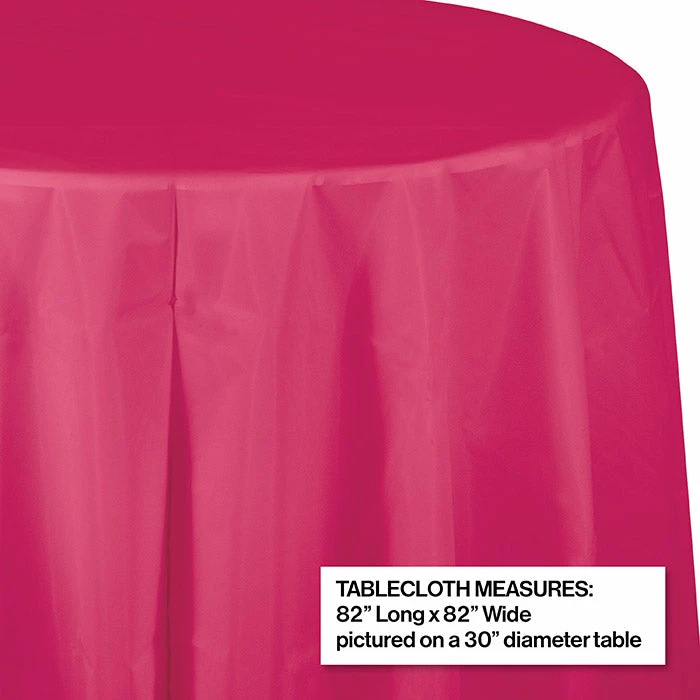 Creative Converting Hot Magenta Tablecover, Octy Round 82" Plastic Solid Color Tableware