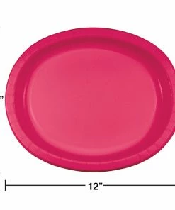 Creative Converting Solid Color Tableware Hot Magenta Oval Platter 10