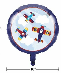 Creative Converting Kids Birthday Party Themes Lil' Flyer Airplane Metallic Balloon 18"