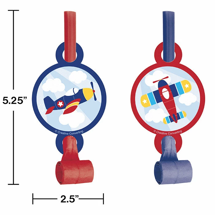 Creative Converting Kids Birthday Party Themes Lil' Flyer Airplane Blowouts W/ Med, 8 Ct