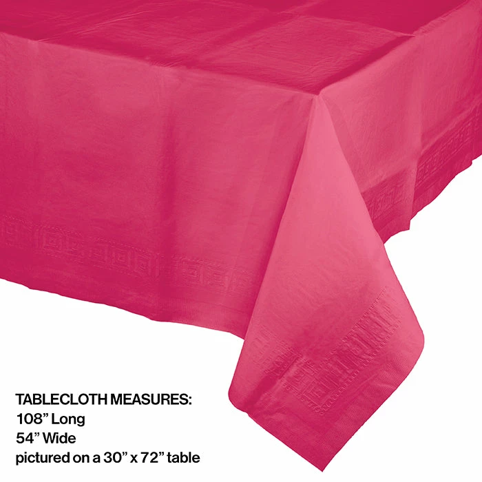 Creative Converting Hot Magenta Tablecover 54"X 108" Polylined Tissue Solid Color Tableware