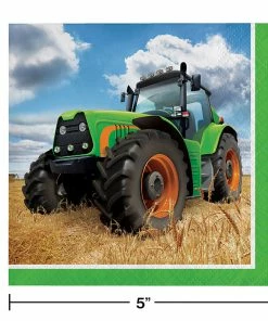 Creative Converting Kids Birthday Party Themes Tractor Time Beverage Napkins, 16 Ct
