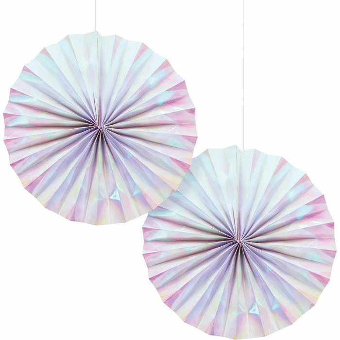 Creative Converting Themed Tableware Iridescent Party Paper Fans, 2 Ct