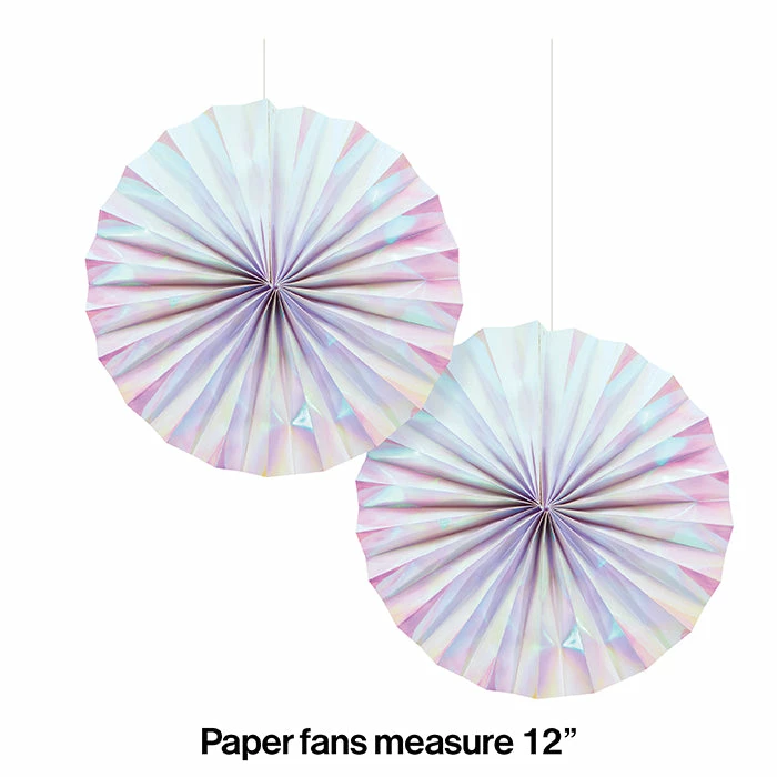 Creative Converting Themed Tableware Iridescent Party Paper Fans, 2 Ct