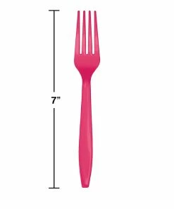 Creative Converting Hot Magenta Pink Plastic Forks, 24 Ct