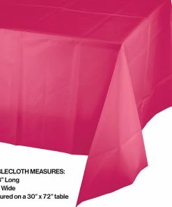 Creative Converting Hot Magenta Tablecover Plastic 54" X 108" Solid Color Tableware