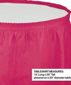 Creative Converting Solid Color Tableware Hot Magenta Plastic Tableskirt, 14' X 29"