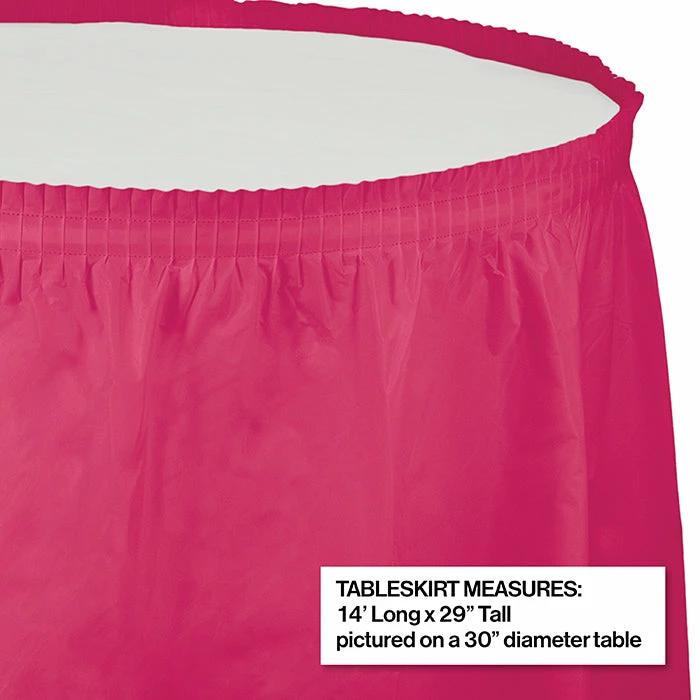 Creative Converting Solid Color Tableware Hot Magenta Plastic Tableskirt, 14' X 29"