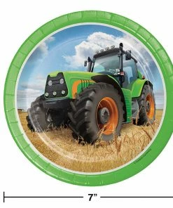 Creative Converting Kids Birthday Party Themes Tractor Time Dessert Plates, 8 Ct