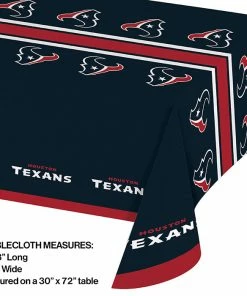 Creative Converting NFL And Football Party Supplies Houston Texans Plastic Table Cover, 54" X 102"