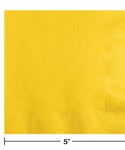 Creative Converting Solid Color Tableware School Bus Yellow Beverage Napkin 2Ply, 50 Ct
