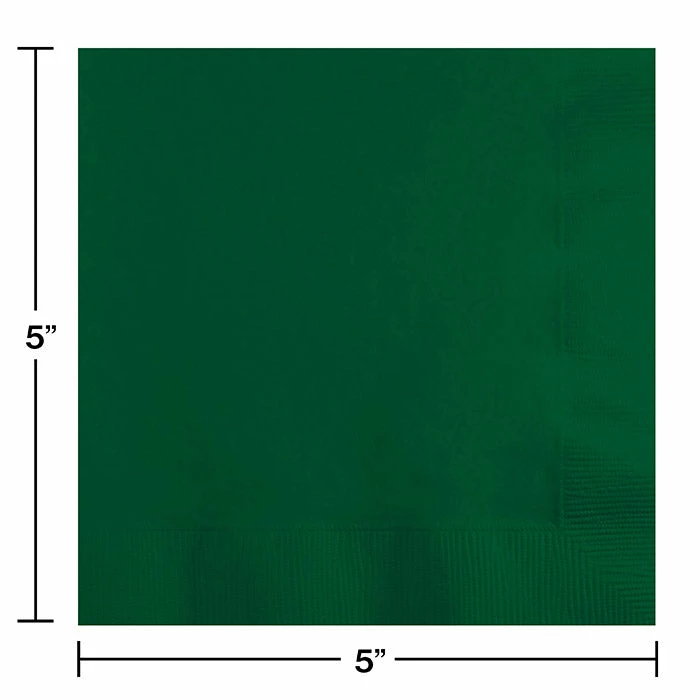 Creative Converting Solid Color Tableware Hunter Green Beverage Napkin 2Ply, 50 Ct